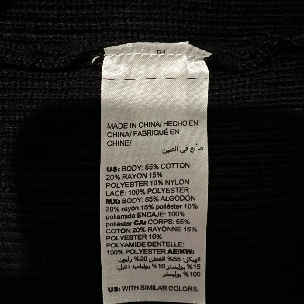 Chico's Black Size Large Lace Sleeve Pullover Sweater - Picture 7 of 8